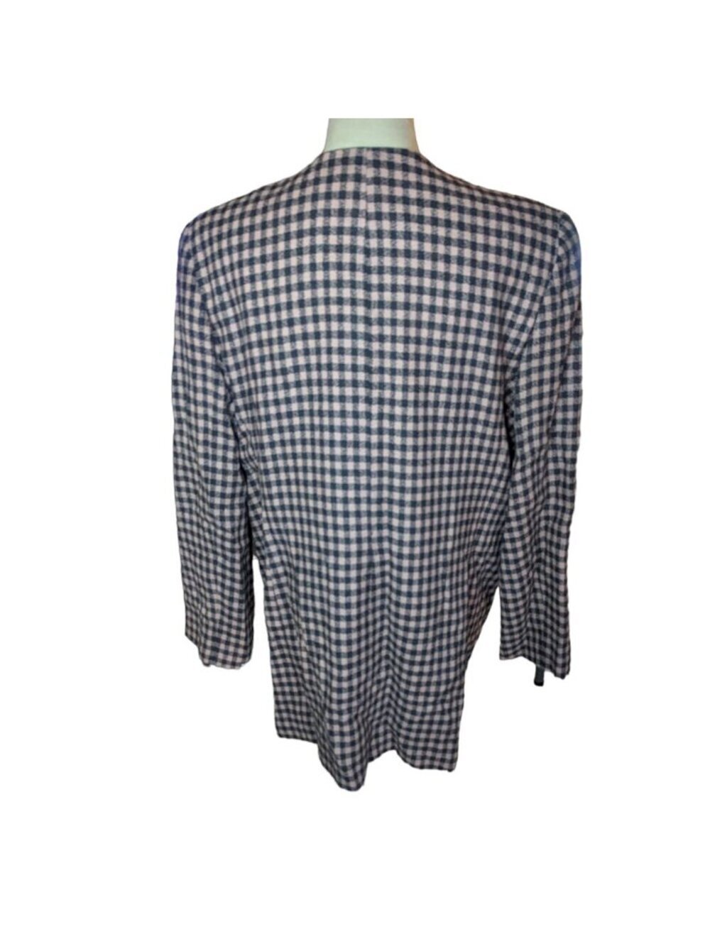 VTG Chaus Wool Mauve Gray Check Long Blazer 14 - Picture 3 of 4